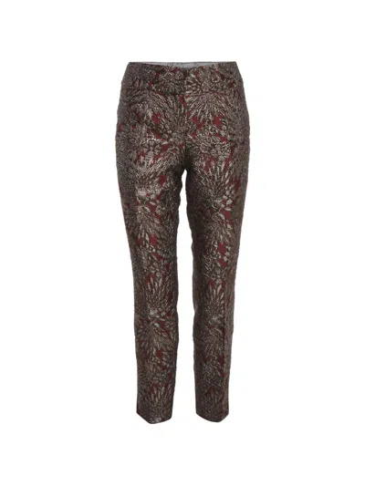 Pre-owned Dolce & Gabbana Floral-jacquard Straight-leg Trousers In Red