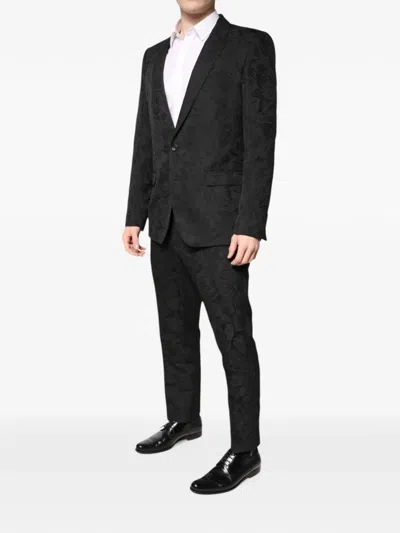 Dolce & Gabbana Floral-jacquard Two-piece Suit In Transparent