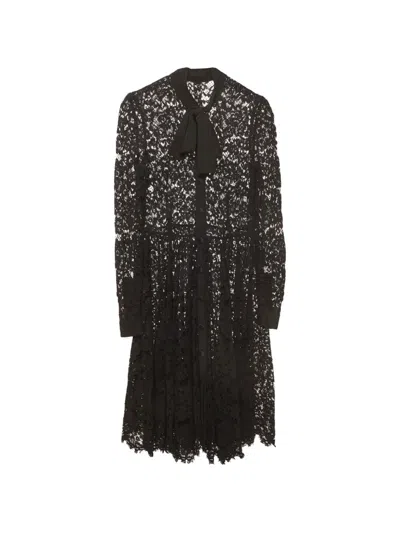Pre-owned Dolce & Gabbana Floral-lace Button-down Midi Dress In Black
