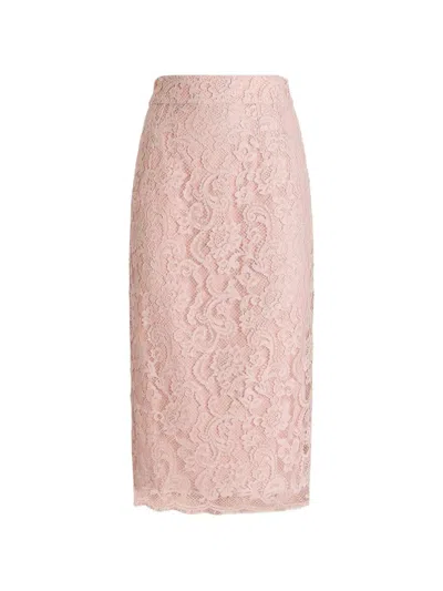 Dolce & Gabbana Floral-lace Midi Skirt In Pink