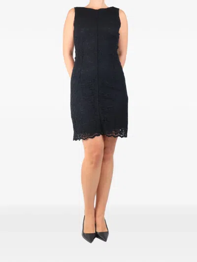 Pre-owned Dolce & Gabbana Floral-lace Mini Dress In Black