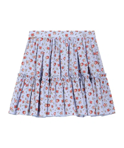 Dolce & Gabbana Kids' Floral-pattern Ruffled Skirt In Blue