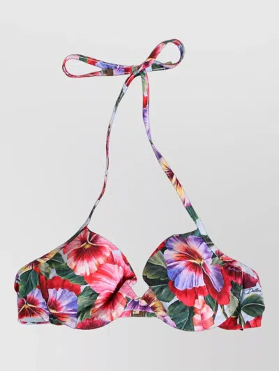 Dolce & Gabbana Floral-print Bikini Top In Multi