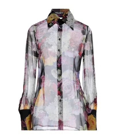 Dolce & Gabbana Floral-print Blouses In Gray