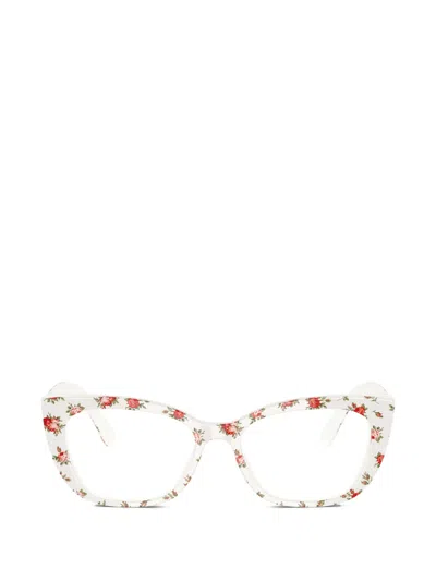 Dolce & Gabbana Kids' Floral-print Cat-eye Glasses In Neutral