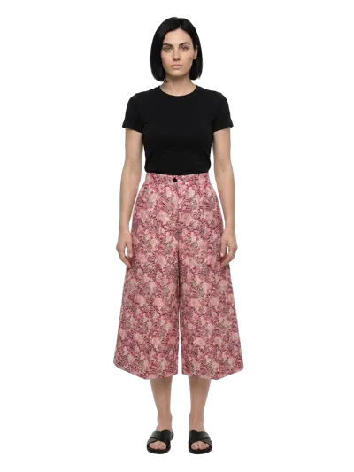 Dolce & Gabbana Floral-print Cotton Blend Culottes In Pink