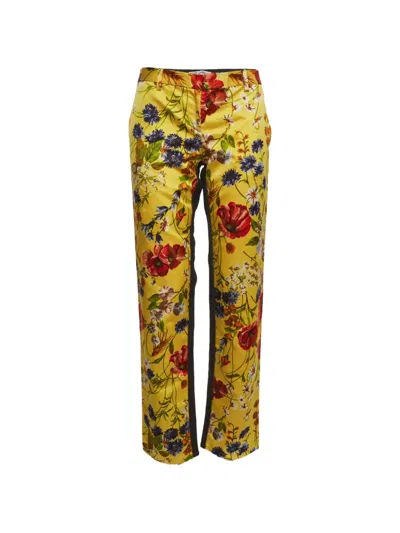 Pre-owned Dolce & Gabbana Floral-print Jeans In Yellow