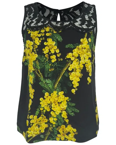 Pre-owned Dolce & Gabbana Floral-print Lace Detailed Tank