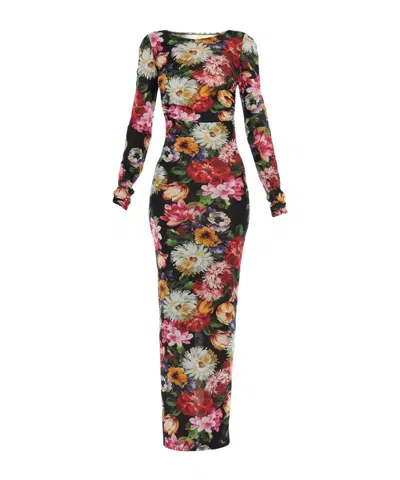 Dolce & Gabbana Floralprint Longsleeve Dress In Multi