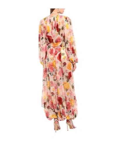 Dolce & Gabbana Floralprint Longsleeve Jumpsuit In Pink