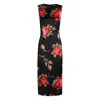 Dolce & Gabbana Women Black Dress With All-over Floral Print In Silk Woman In Black