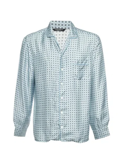 Pre-owned Dolce & Gabbana Floral-print Pajamas Shirt In Blue
