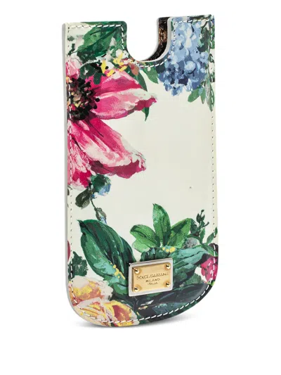 Pre-owned Dolce & Gabbana Floral-print Patent Leather Iphone 5 Phone Cover In White