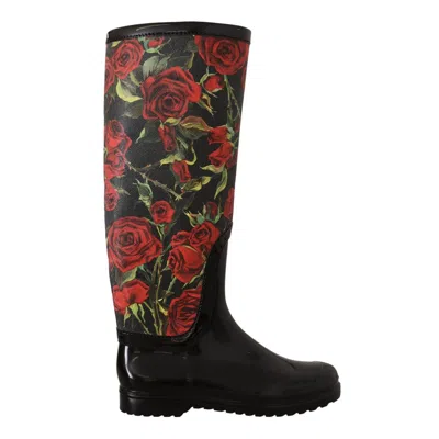 Dolce & Gabbana Floral-print Polyvinyl Boot In Multi
