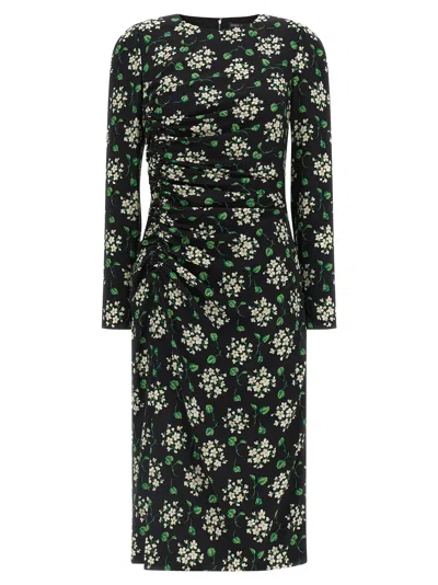 Dolce & Gabbana Floral-print Silk Charmeuse Dress In Green