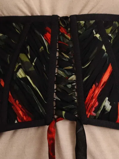 Dolce & Gabbana Floral-print Silk Corset In Multi