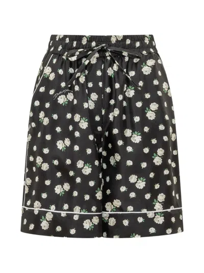 Dolce & Gabbana Floral-print Silk Shorts In Black