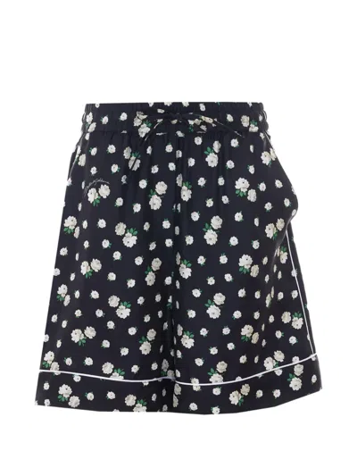 Dolce & Gabbana Floral-print Silk Shorts In Black