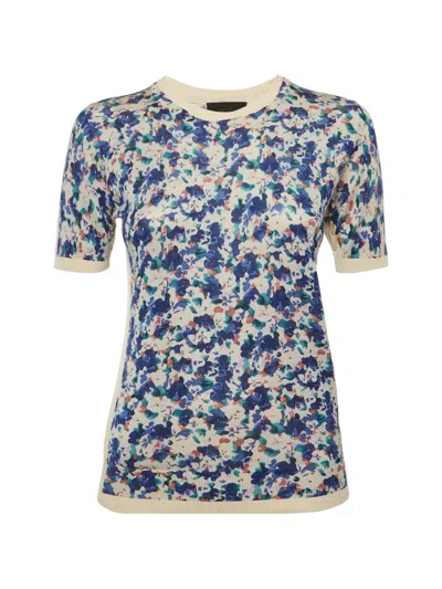 Pre-owned Dolce & Gabbana Floral-print Silk T-shirt In Neutral