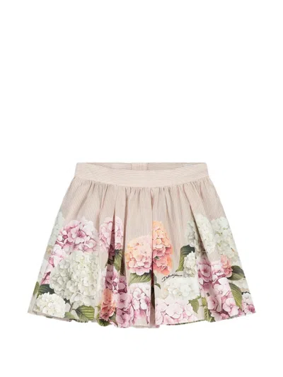 Dolce & Gabbana Kids' Floral-print Skirt In Pink