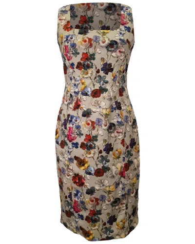 Pre-owned Dolce & Gabbana Floral-print Square-neck Midi Dress, Size It 42 (authentic  Pre-loved)