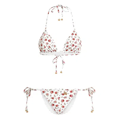 DOLCE & GABBANA FLORAL-PRINT TIE BIKINI