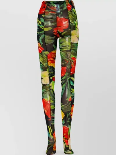 Dolce & Gabbana Floral-print Tights In Multi