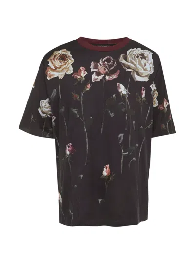 Pre-owned Dolce & Gabbana Floral-print T-shirt In Black