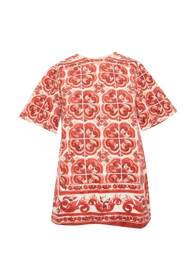 Pre-owned Dolce & Gabbana Floral-print T-shirt In Red