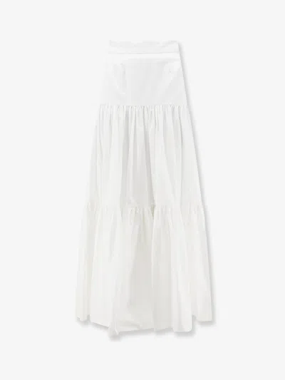Dolce & Gabbana Flounced Poplin Long Skirt In White