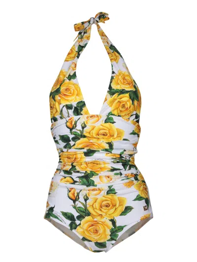 Dolce & Gabbana Flowe Power Yellow Swimsuit