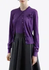 Dolce & Gabbana Flower Applique Silk Cardigan In Purple