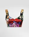 Dolce & Gabbana Flower Bouquet-print Bustier Top In Multi