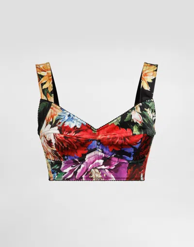Dolce & Gabbana Flower Bouquet-print Bustier Top In Multi