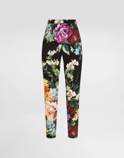 Dolce & Gabbana Flower Bouquet-print Charmeuse Pants