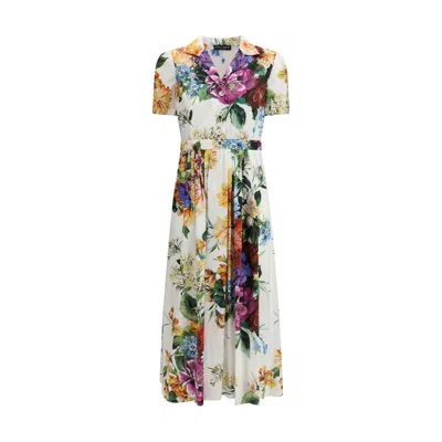 DOLCE & GABBANA FLOWER BOUQUET PRINT CHEMISIER DRESS