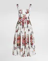 Dolce & Gabbana Cotton Dress With A Bouquet Of Flowers Print Dresses White In Multi