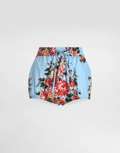 Dolce & Gabbana Culotte In Popeline Stampa Fiori In Multi