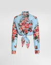 Dolce & Gabbana Flower Bouquet-print Cotton Shirt In Blue