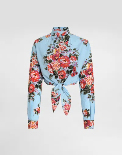 Dolce & Gabbana Flower Bouquet-print Cotton Shirt In Multi