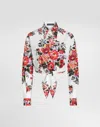 Dolce & Gabbana Cotton Shirt With A Bouquet Of Flowers Print Shirts White In Multi