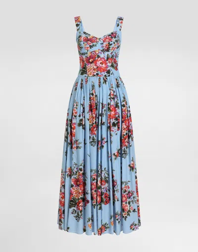 Dolce & Gabbana Flower Bouquet-print Dress In Blue