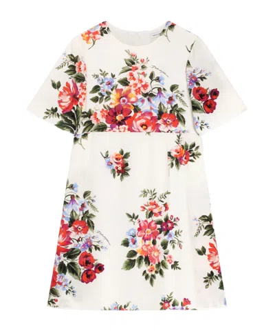 Dolce & Gabbana Flower Bouquet-print Dress In Neutral