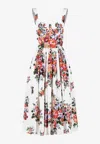 Dolce & Gabbana Cotton Dress With A Bouquet Of Flowers Print Dresses White In Multi