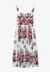 Dolce & Gabbana Cotton Dress With A Bouquet Of Flowers Print Dresses White In White