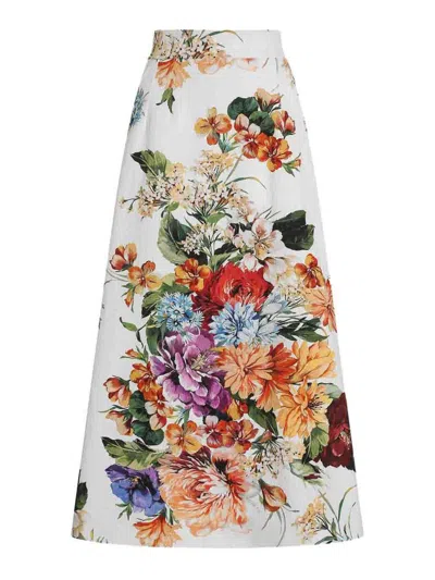 DOLCE & GABBANA FLOWER BOUQUET PRINT MIDI SKIRT