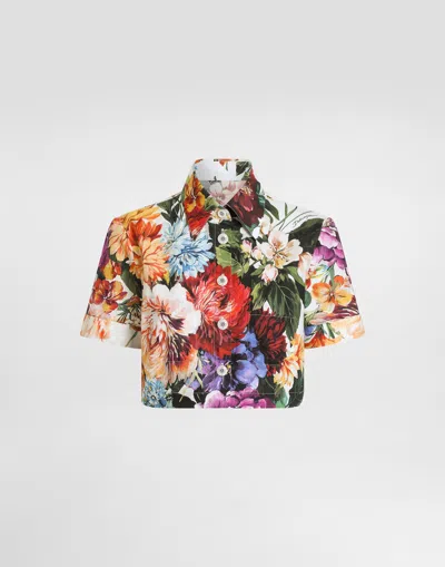 DOLCE & GABBANA FLOWER BOUQUET-PRINT POPLIN SHIRT