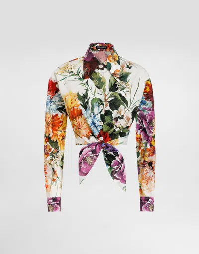 DOLCE & GABBANA FLOWER BOUQUET-PRINT POPLIN SHIRT