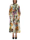 Dolce & Gabbana Multicolor Cropped Shirt With Tie Closure On The Front And All-over Floral Print In Multi