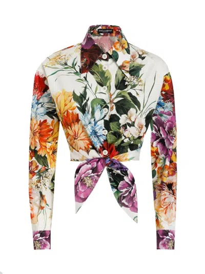 DOLCE & GABBANA DOLCE & GABBANA FLOWER BOUQUET PRINT POPLIN SHIRT